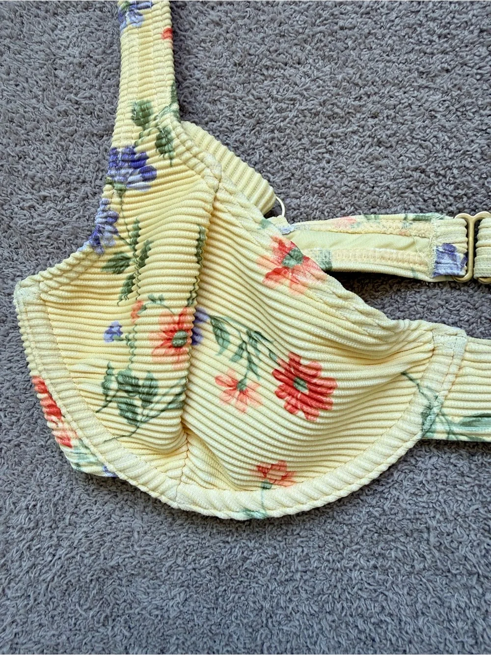 NEW - Billabong - Kismet Georgia Ribbed Underwire Bikini Swim Bra - YELLOW - Picture 5 of 8